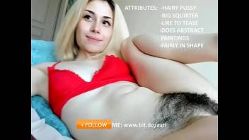 sexy adorable pale girl masturbate hairy pussy
